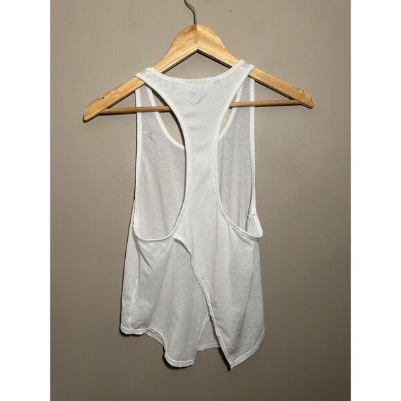 Gymshark Womens Sheer Tank Top Split Open Back Round Hem Size Medium White - Picture 3 of 6